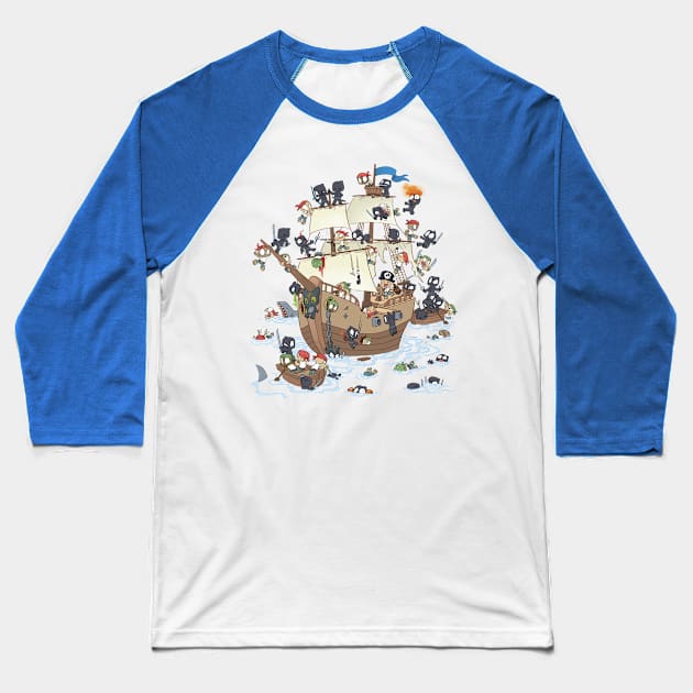 Ninja Attack! Baseball T-Shirt by Dooomcat